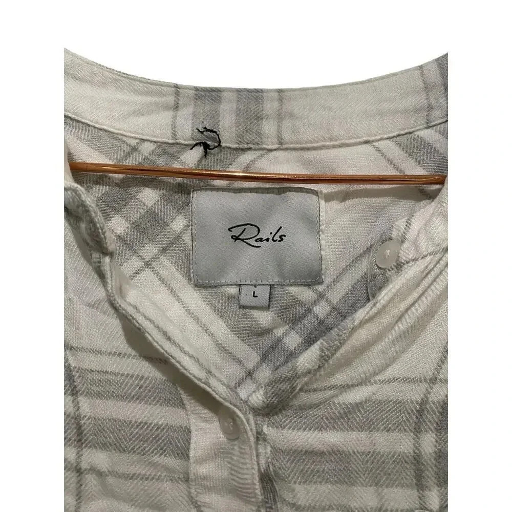 Rails Hunter White Long Sleeve Plaid Button Down … - image 5